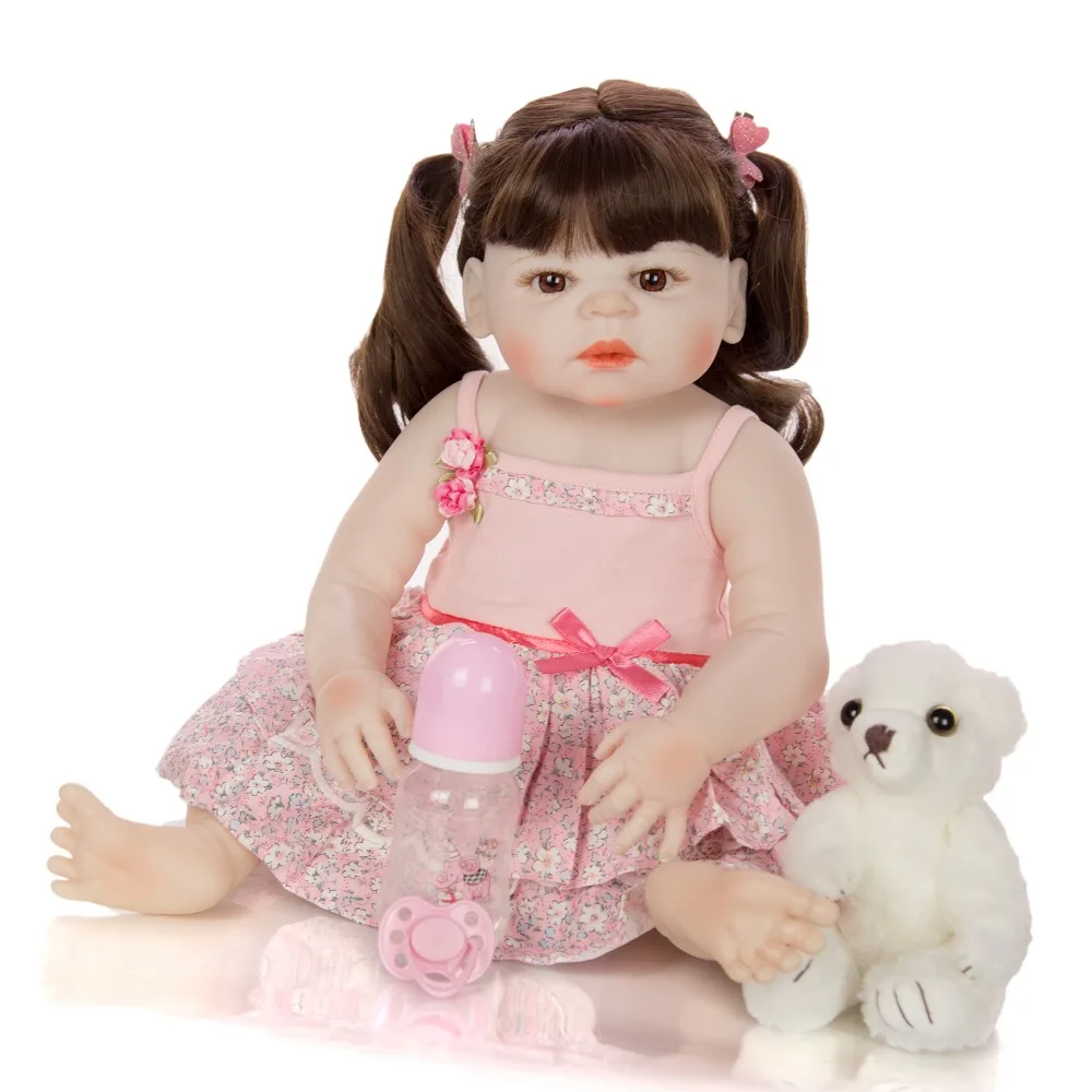 55-57cm Bebe Doll Reborn smoonth Silicone skin beautiful long hair Girl bath Toy Simulation princess Baby Doll Gift for Children 
55-57cm Bebe Doll Reborn smoonth Silicone skin beautiful long hair Girl bath Toy Simulation princess Baby Doll Gift for Children