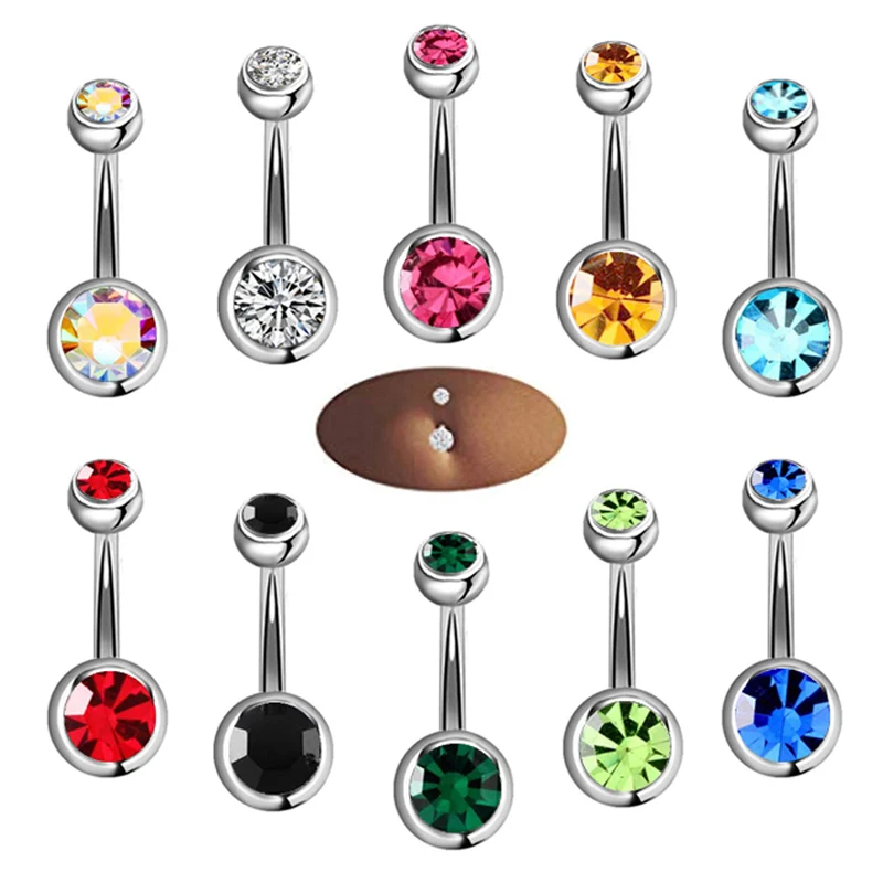 

5/10/15/20pcs/lot Crystal Piercing Navel Surgical Steel Rhinestone Belly Button Rings Navel Piercing Ombligo Ball Nombril