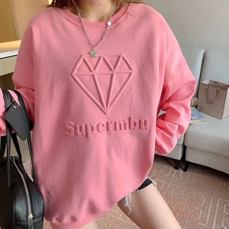 2021 Spring Autumn3D Hot Press Diamond Letters Hoodie Terry Cotton Korean-Style Women Sweatshirt Loose Plus Size Simple Top
2021 Spring Autumn3D Hot Press Diamond Letters Hoodie Terry Cotton Korean-Style Women Sweatshirt Loose Plus Size Simple Top