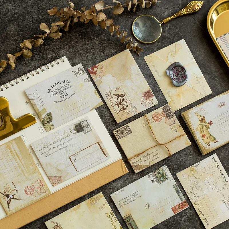 12 шт./компл. винтажные маленькие конверты из крафт бумаги с оленем для свадебных