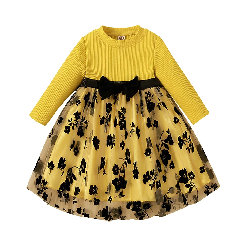 Платье детское Сетчатое составного кроя с длинным рукавом и круглым вырезом 
Платье детское Сетчатое составного кроя с длинным рукавом и круглым вырезом