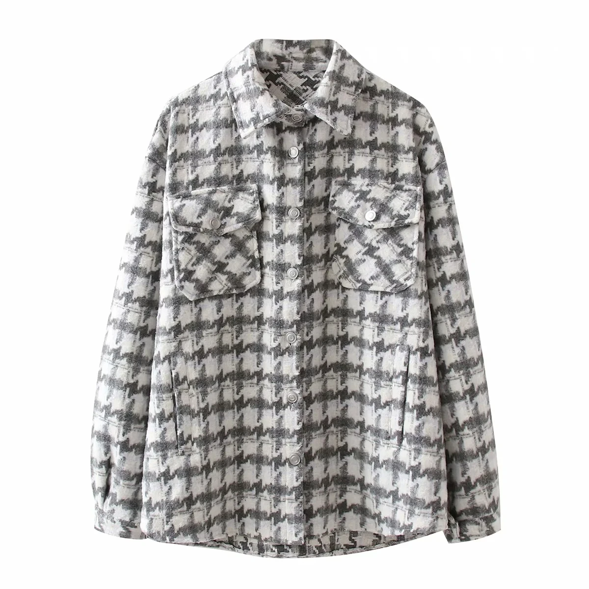 KRSB Spring Autumn Women's Lapel Single-Breasted Pockets Gray & White Plaid Loose Coat Coat Casual British ZA Style
KRSB Spring Autumn Women's Lapel Single-Breasted Pockets Gray & White Plaid Loose Coat Coat Casual British ZA Style