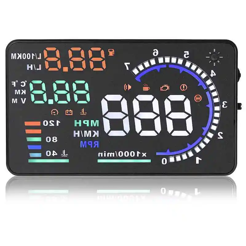 Дисплей бортовой диагностики автомобиля A8 OBD2, цифровой измеритель скорости, проектор скорости, автомобильные аксессуары
Дисплей бортовой диагностики автомобиля A8 OBD2, цифровой измеритель скорости, проектор скорости, автомобильные аксессуары