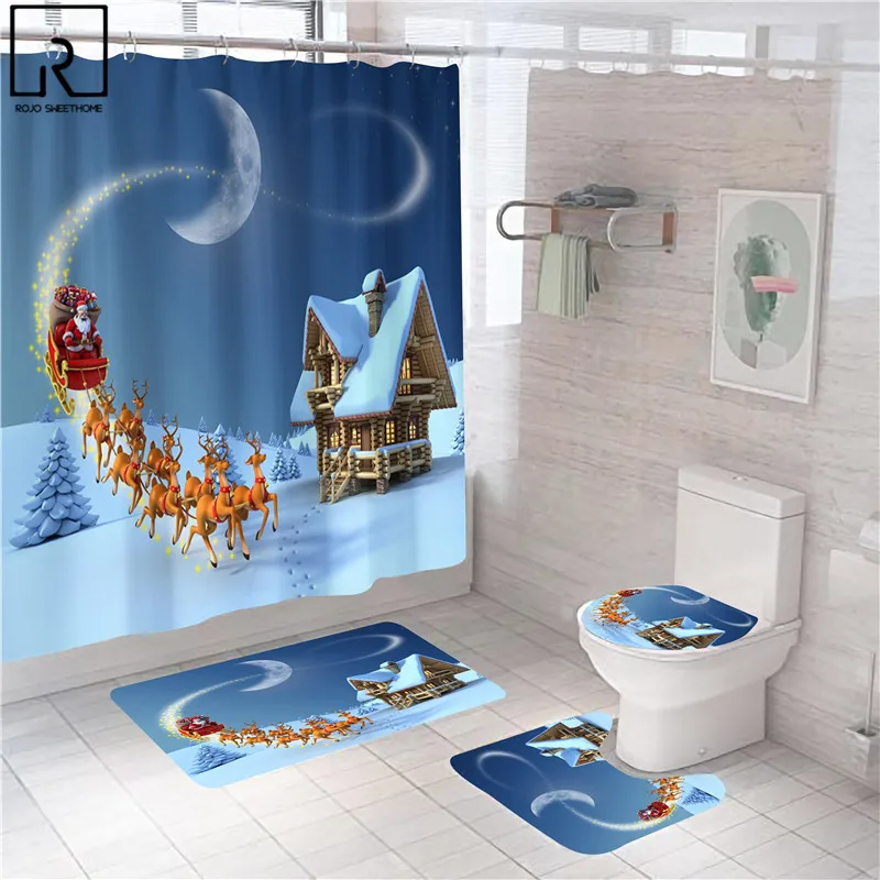 Blue Santa Elk Christmas Shower Curtain Set 1/3/4 PCS Polyester Bathroom Set Bath Mat Set Rugs Toilet Carpet Festival Home Decor
Blue Santa Elk Christmas Shower Curtain Set 1/3/4 PCS Polyester Bathroom Set Bath Mat Set Rugs Toilet Carpet Festival Home Decor