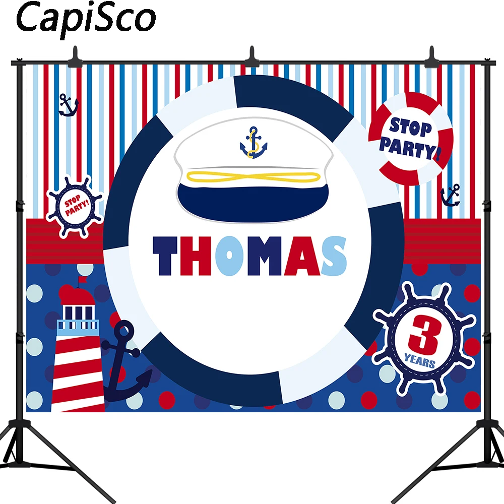 

Capisco Nautical Theme Backdrop Red White Striped Photography Background Baby Shower Birthday Photo Booth Banner Photoshoot Prop