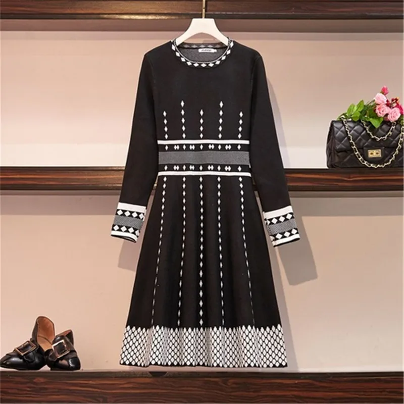 2022 Autumn Winter Women's Casual Dress Elegant O-neck Retro Geometric Printin Loose Fashion Office Lady Knitting Dress Enlarged
2022 Autumn Winter Women's Casual Dress Elegant O-neck Retro Geometric Printin Loose Fashion Office Lady Knitting Dress Enlarged
