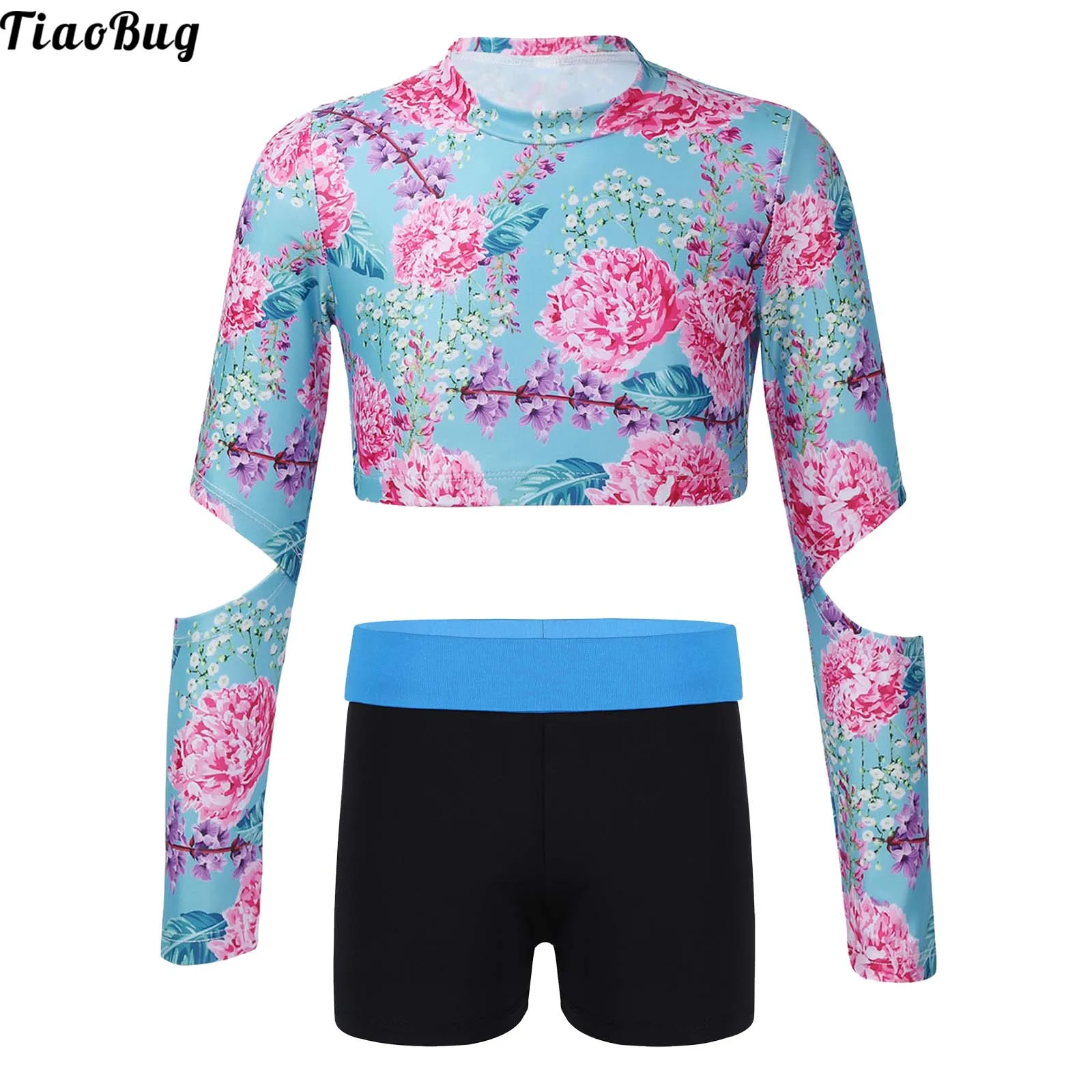 TiaoBug Summer Girls Yoga Sport Suit High Neck Long Sleeve Open Elbow Printed Crop Top With Shorts For Gym Training Fitness
TiaoBug Summer Girls Yoga Sport Suit High Neck Long Sleeve Open Elbow Printed Crop Top With Shorts For Gym Training Fitness