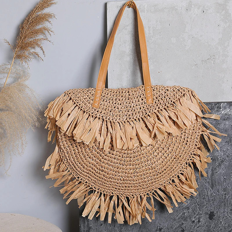 Casual Tassel Rattan Women Shoulder Bags Circle Straw Handbags Big Capacity Handmae Summer Totes Lady Round Bohemian Beach Bag
Casual Tassel Rattan Women Shoulder Bags Circle Straw Handbags Big Capacity Handmae Summer Totes Lady Round Bohemian Beach Bag