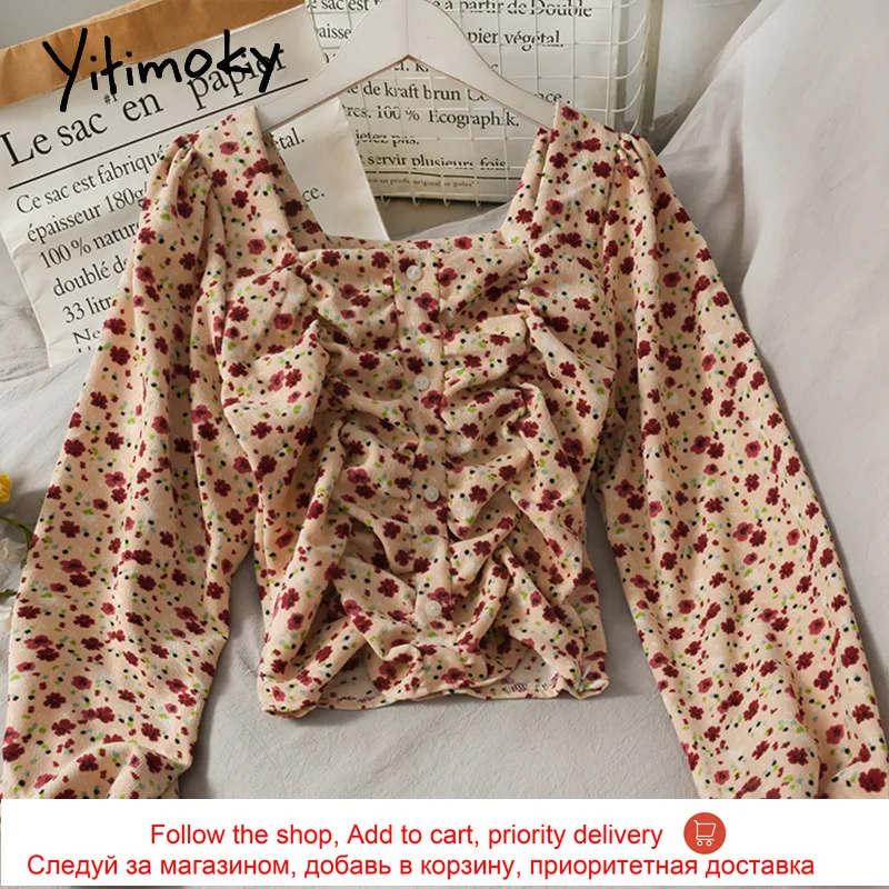 Yitimoky Blouses For Women Spring 2021 Korean Fashion New Long Sleeve Puff Sleeve Top Short Folds Square Collar Casual Clothes
Yitimoky Blouses For Women Spring 2021 Korean Fashion New Long Sleeve Puff Sleeve Top Short Folds Square Collar Casual Clothes