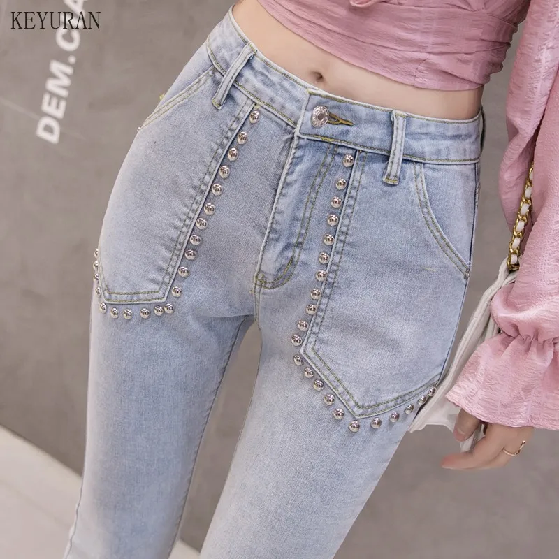 2021 Rivet Beading High Waist Jeans Woman Boyfriends Women's Jeans Nine-point Length Mom Jeans Flare Denim Pants Vaqueros Mujer
2021 Rivet Beading High Waist Jeans Woman Boyfriends Women's Jeans Nine-point Length Mom Jeans Flare Denim Pants Vaqueros Mujer