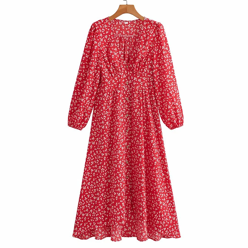 YENKYE Summer Dress 2021 Women Floral Print Red Vestido Mujer V Neck A-line Holiday Casual Long Dress 
YENKYE Summer Dress 2021 Women Floral Print Red Vestido Mujer V Neck A-line Holiday Casual Long Dress