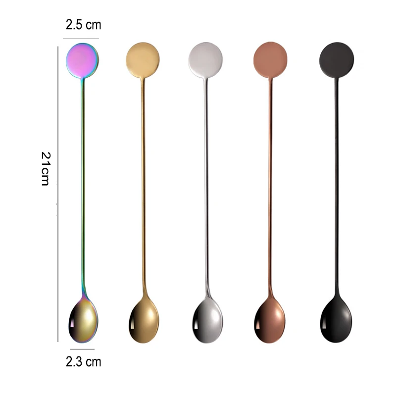 

6 Pcs/set Stirring Spoon 21 CM Long Handle 304 Stainless Steel Ice Scoop Cocktail Spoon Coffee Spoon Honey Dipper Kitchen Spoons