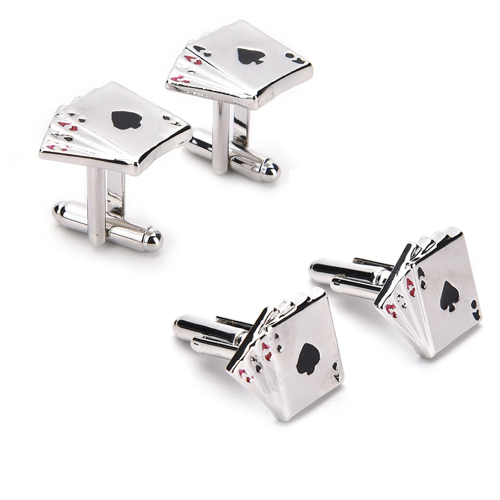 

1 Pair Jewelery 4A Poker Cufflinks Male French Shirt Cuff Links Cards Design Cufflink Fashion For Men's Jewelry