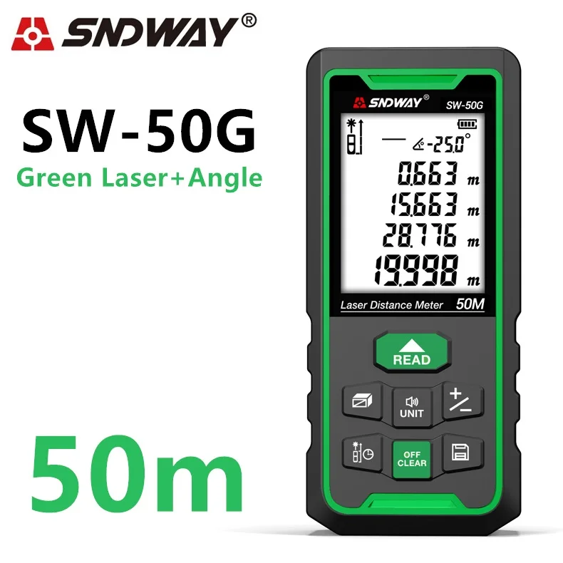 

Green Laser Distance Meter Digital Range Finder 50m Rangefinder Trena Lazer Tape Measure Ruler Electronic Roulette Measurer Tool