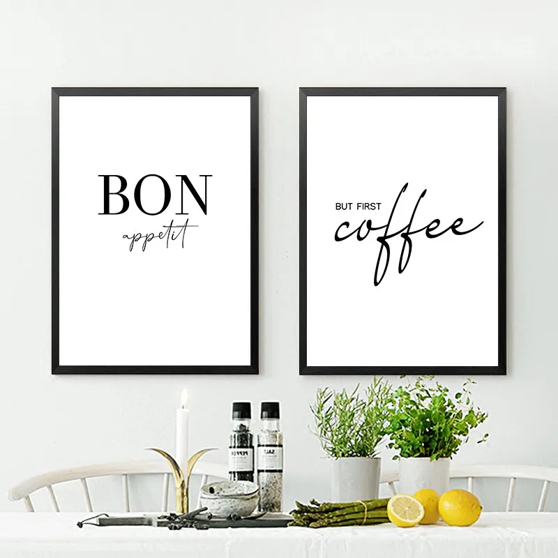 Kitchen Art Decor But First Coffee Posters Bon Appetit Print Black White Wall Art Canvas Painting Picture For Dining Hall
Kitchen Art Decor But First Coffee Posters Bon Appetit Print Black White Wall Art Canvas Painting Picture For Dining Hall
