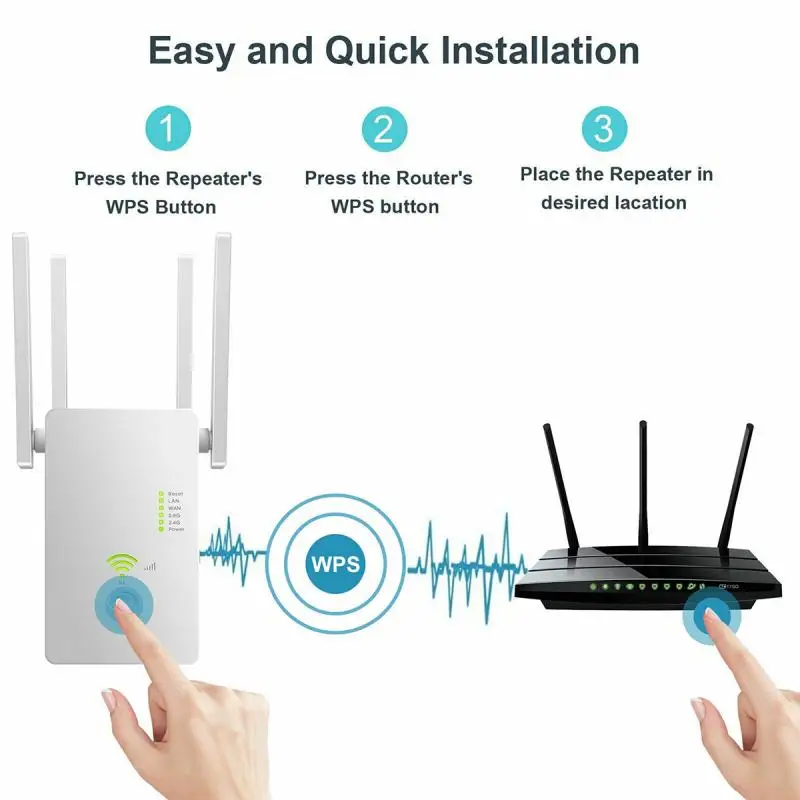 AC1200M Wireless WiFi Repeater Extender 2.4G 5Ghz Dual Band Wifi Extender 4 External Antennas Router Wifi Repeater Smart Home 
AC1200M Wireless WiFi Repeater Extender 2.4G 5Ghz Dual Band Wifi Extender 4 External Antennas Router Wifi Repeater Smart Home