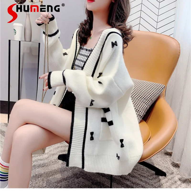 2021 Autumn New Women's Cute College Loose Bow Sweater Cardigans Sweet Women's Clothing Long Sleeve Knit Cardigan Top Kawaii
2021 Autumn New Women's Cute College Loose Bow Sweater Cardigans Sweet Women's Clothing Long Sleeve Knit Cardigan Top Kawaii