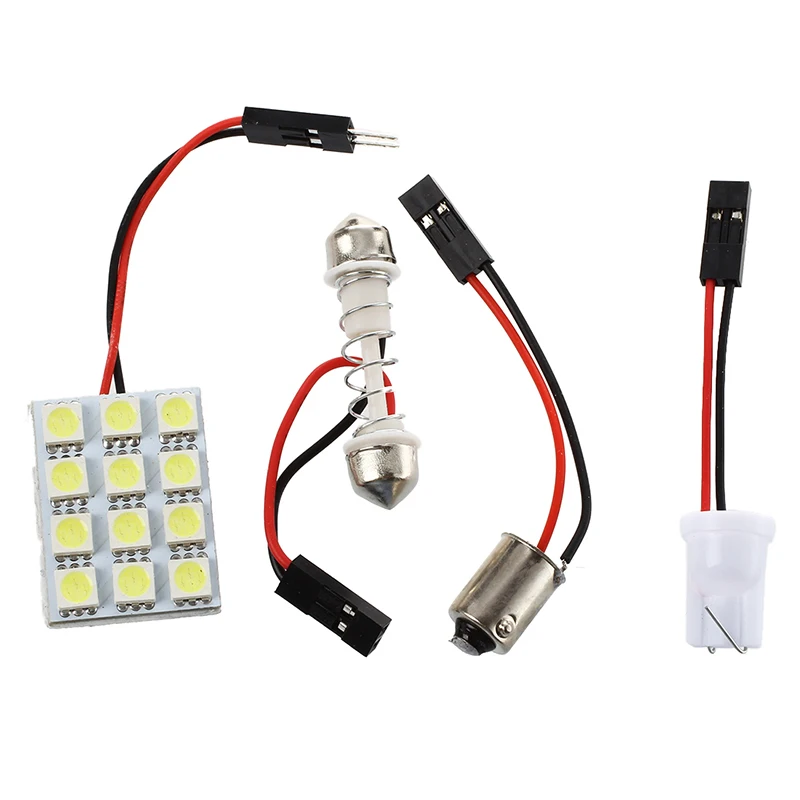 12 SMD 5050 White LED Panel Interior Illumination Lamp T10 Socket +BA9S Socket + Festoon Adapter
12 SMD 5050 White LED Panel Interior Illumination Lamp T10 Socket +BA9S Socket + Festoon Adapter