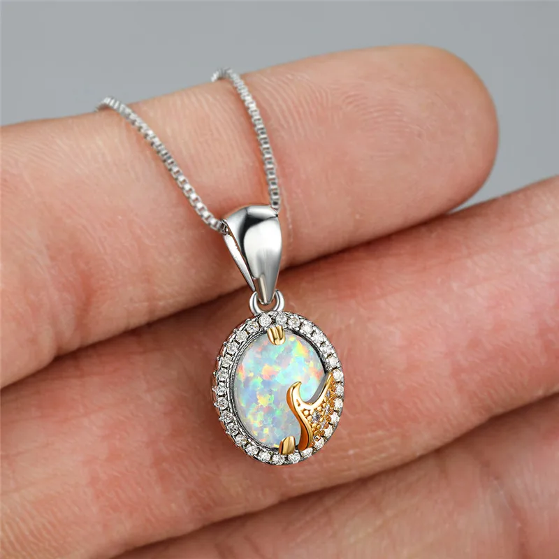 Vintage Female Oval Opal Pendant Necklace Charm Gold Silver Color Chain Necklaces For Women Dainty Crystal Wave Wedding Necklace
Vintage Female Oval Opal Pendant Necklace Charm Gold Silver Color Chain Necklaces For Women Dainty Crystal Wave Wedding Necklace