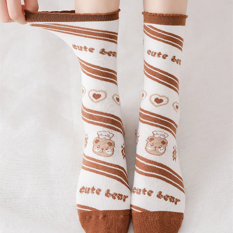 Милые носки с мультяшным принтом милые японские для девочек Женские Модные