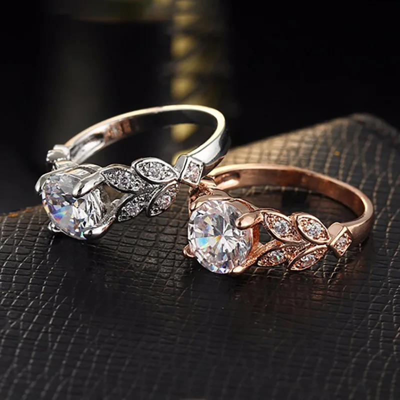 Fashion Four Claw Zircon Leaf Ring Elegant Lady Engagement Ring Anniversary Gift Bride Wedding Jewelry Accessory Size Us6-10
Fashion Four Claw Zircon Leaf Ring Elegant Lady Engagement Ring Anniversary Gift Bride Wedding Jewelry Accessory Size Us6-10