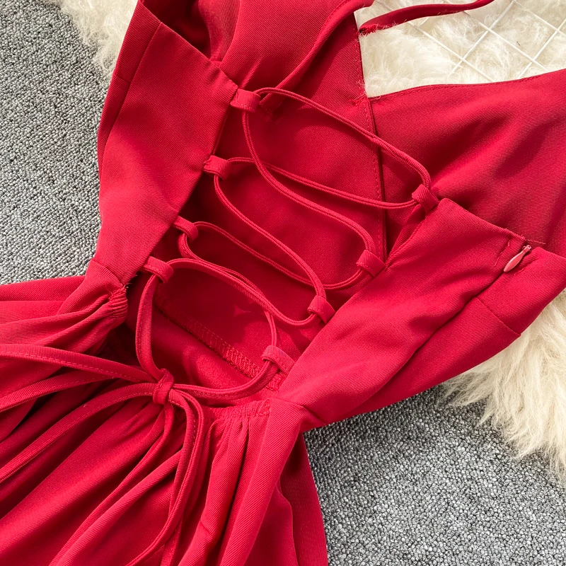 Sexy Beach Party Dress Women Summer Vacation Black/Red High Waist Midi Vestidos Female Open Back Big Swing Robe 2021 New Fashion
Sexy Beach Party Dress Women Summer Vacation Black/Red High Waist Midi Vestidos Female Open Back Big Swing Robe 2021 New Fashion