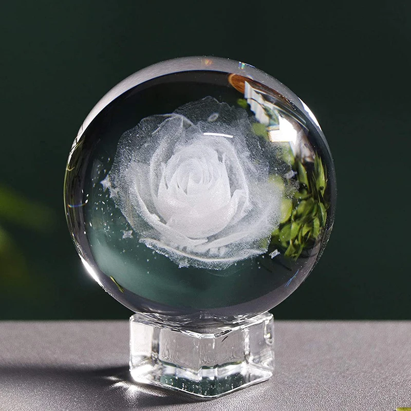 Laser Engraving Rose 3d Crystal Ball Meditation Glass Sphere Office Home Decor Accessories Valentine's Christmas Gift For Family
Laser Engraving Rose 3d Crystal Ball Meditation Glass Sphere Office Home Decor Accessories Valentine's Christmas Gift For Family