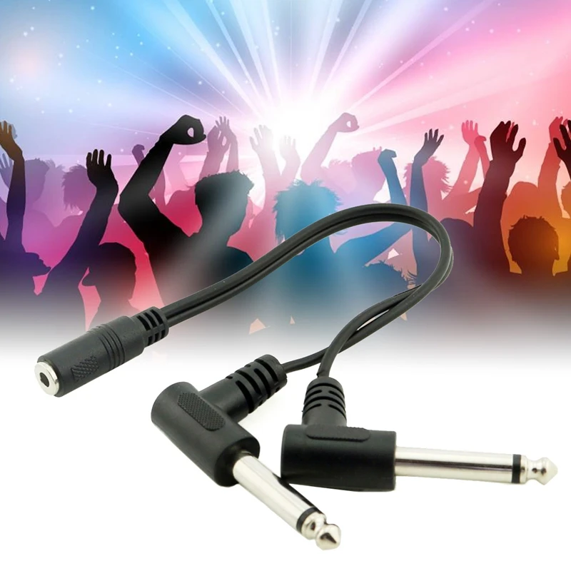 3.5mm Mini 1/8 inch TRS Stereo Female Jack to Dual 1/4 6.35mm Male Plug Mono TS Right Angle Audio Adapter Y Splitter Cable | Электроника