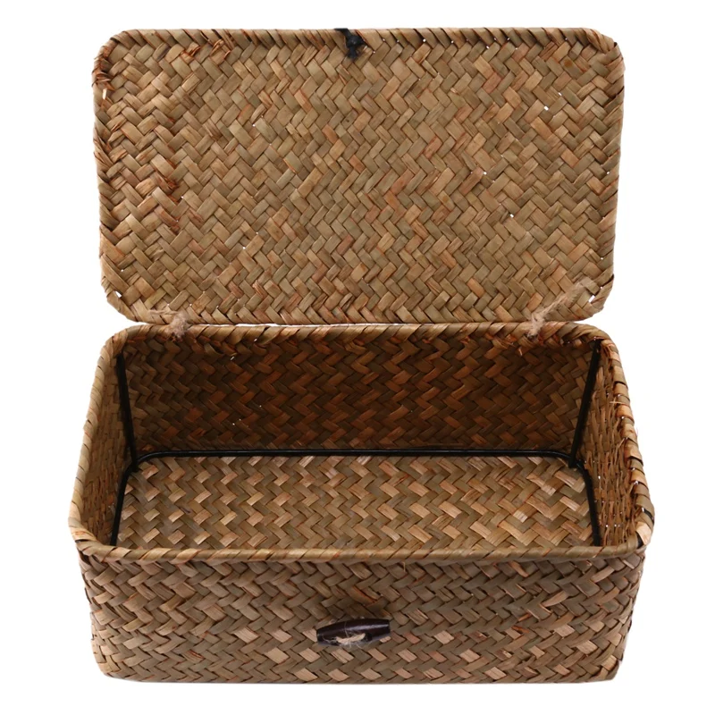 Woven Wicker Storage Bins with Lid - Set of 3 - Rectangular Seagrass Basket/Storage Basket For Shelf Organizer
Woven Wicker Storage Bins with Lid - Set of 3 - Rectangular Seagrass Basket/Storage Basket For Shelf Organizer