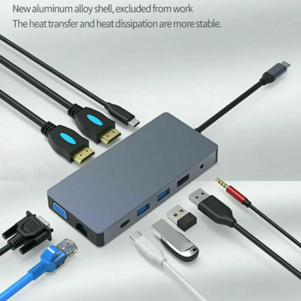 12 In 1 Type C Laptop Docking Station USB 3.0 HDMI VGA PD USB Hub For Notebook Computer Monitor Docking Station
12 In 1 Type C Laptop Docking Station USB 3.0 HDMI VGA PD USB Hub For Notebook Computer Monitor Docking Station