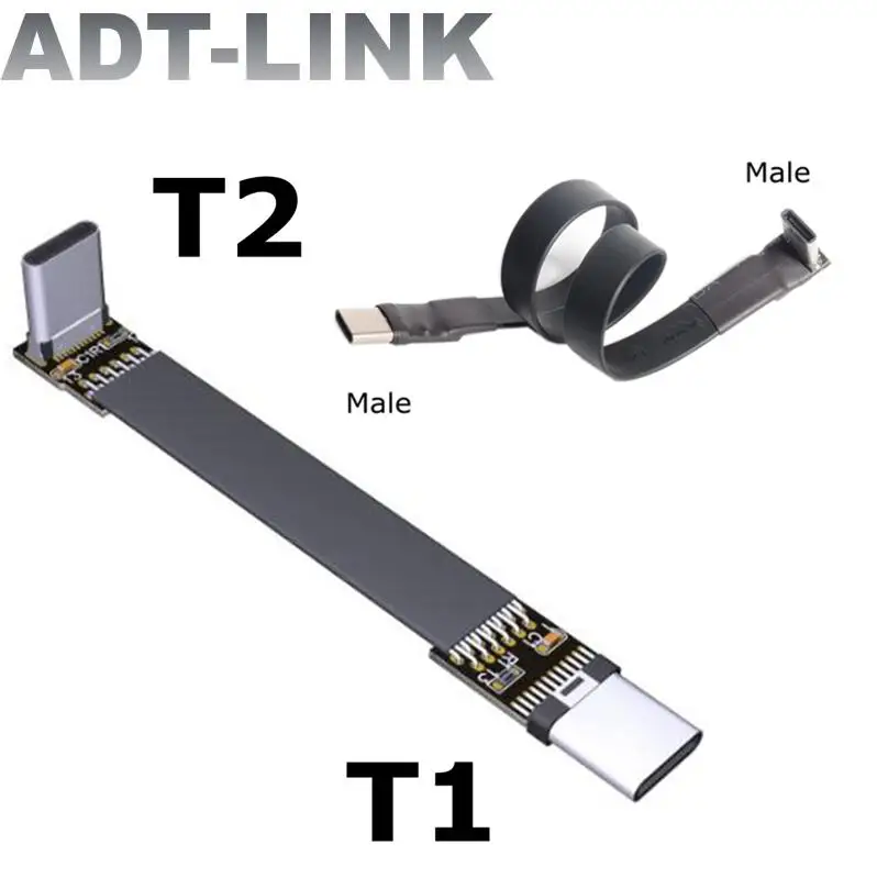 

FPV USB 3.1 Gen2 TYPE-C штекер на TYPE-C 90 градусов штекер плоский ленточный удлинитель USB3.1 стандарт USB адаптер USB кабель для передачи данных гибкий кабел...