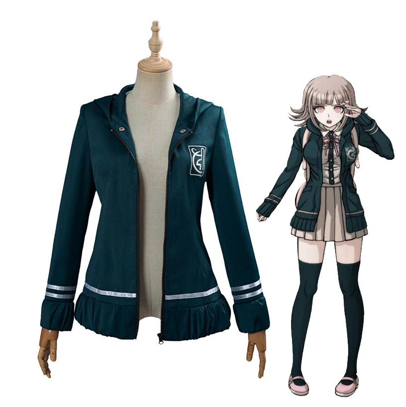 2021Anime Hoodie Danganronpa 2 Nanami ChiaKi Cosplay Costume Jacket Tops Dangan Ronpa Dark Green Hoodie Girls School Uniform
2021Anime Hoodie Danganronpa 2 Nanami ChiaKi Cosplay Costume Jacket Tops Dangan Ronpa Dark Green Hoodie Girls School Uniform