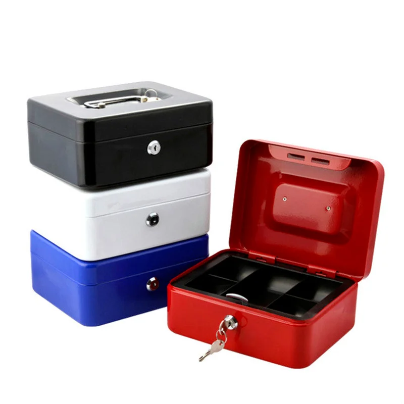 

Money Cash Coin Register Insert Tray Cashier Drawer Storage Mini Portable Steel Lockable Cash Money Safe Security Box