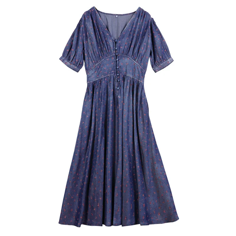 SeeBeautiful Printed Loose A-line Dress V-neck Short Sleeve Single Breasted High Waist Woman Summer 2021 New Fashion E692 
SeeBeautiful Printed Loose A-line Dress V-neck Short Sleeve Single Breasted High Waist Woman Summer 2021 New Fashion E692