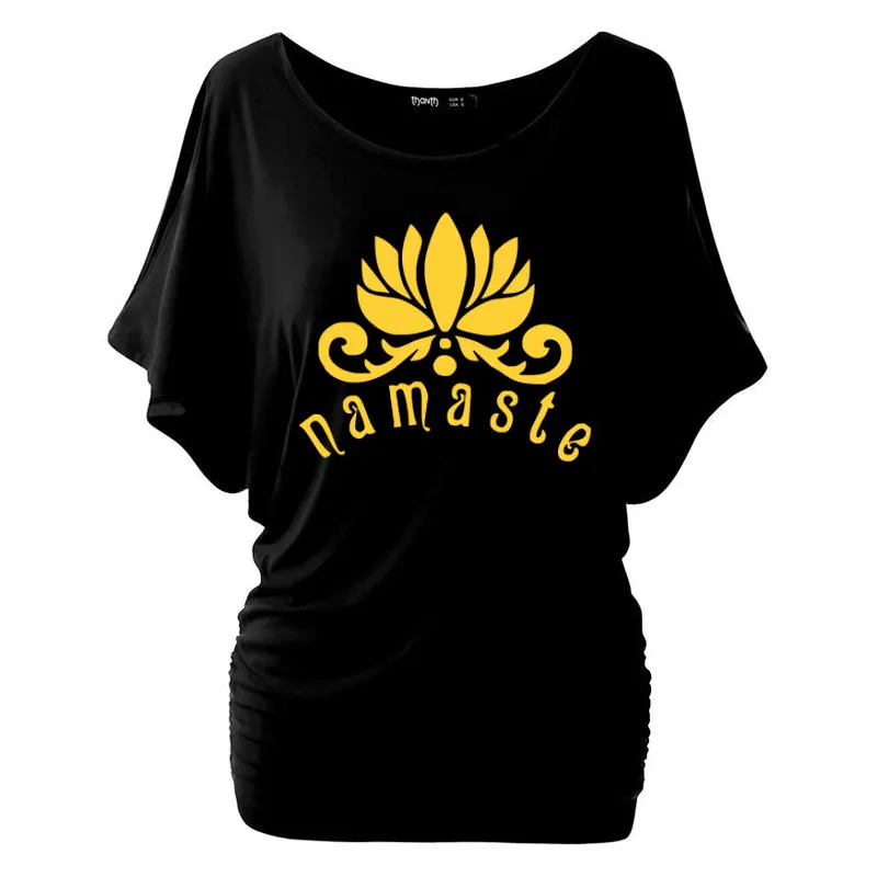 NAMASTE Lotus Flower Print Bat sleeve Women tshirt Cotton Casual Funny t shirt For Lady Girl Top Tees
NAMASTE Lotus Flower Print Bat sleeve Women tshirt Cotton Casual Funny t shirt For Lady Girl Top Tees
