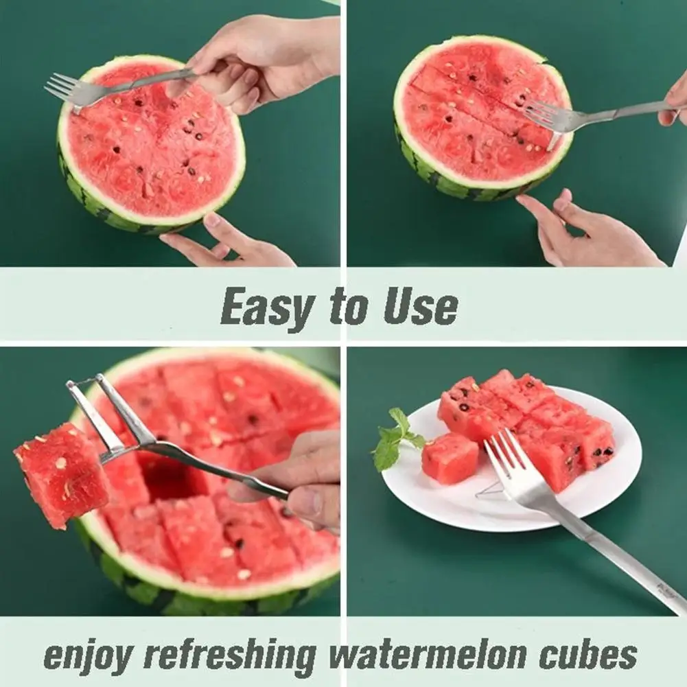 New 2-in-1 Watermelon Fork Slicer 304 Steel Fruit Fork Creative Design Portable Tableware Fork Kitchen Accessories
New 2-in-1 Watermelon Fork Slicer 304 Steel Fruit Fork Creative Design Portable Tableware Fork Kitchen Accessories