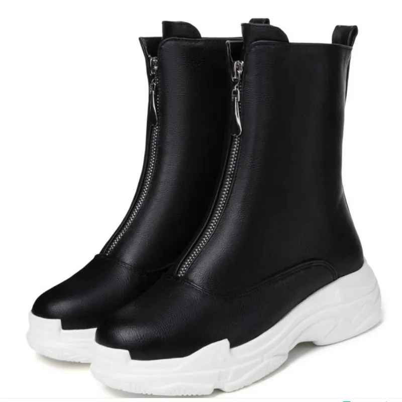 Fanyuan 2021 Autumn Winter Women Shoes Fashion Soft PU Platform Ankle Boots Front Zipper Comfort Sneakers Short Boots Size 29-46
Fanyuan 2021 Autumn Winter Women Shoes Fashion Soft PU Platform Ankle Boots Front Zipper Comfort Sneakers Short Boots Size 29-46
