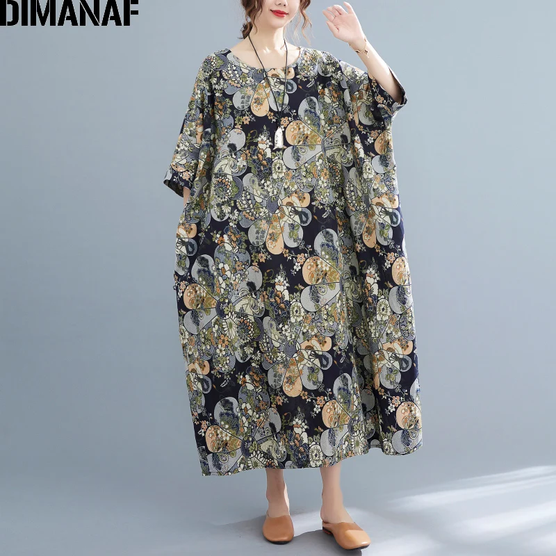 DIMANAF 2022 Oversize Women Dress Vintage Floral Print Beach Holiday Summer Sundress Dress Loose Cotton Long Dress
DIMANAF 2022 Oversize Women Dress Vintage Floral Print Beach Holiday Summer Sundress Dress Loose Cotton Long Dress