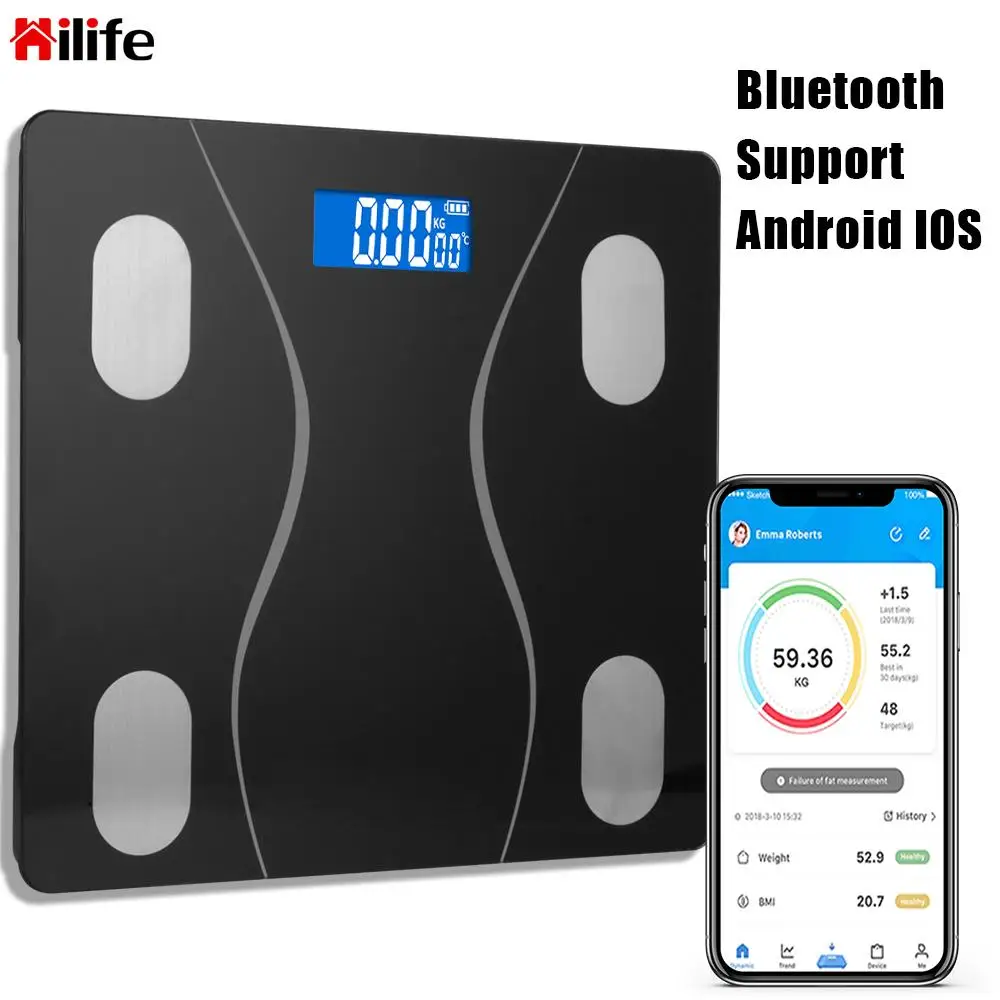 BMI Body Composition Analyzer Electronic Balance weighing Scale Body Fat Scale Digital Bathroom scales Bluetooth App LCD Display
BMI Body Composition Analyzer Electronic Balance weighing Scale Body Fat Scale Digital Bathroom scales Bluetooth App LCD Display