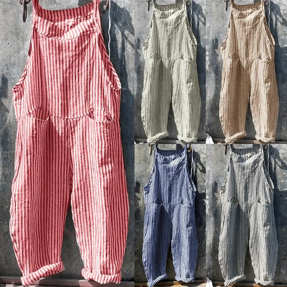 Female Rompers Wide Leg Pants Oversized Women Stripes Overall Casual Sleeveless Pocket Bib Jumpsuit Fashion Plus Size Dungarees
Female Rompers Wide Leg Pants Oversized Women Stripes Overall Casual Sleeveless Pocket Bib Jumpsuit Fashion Plus Size Dungarees