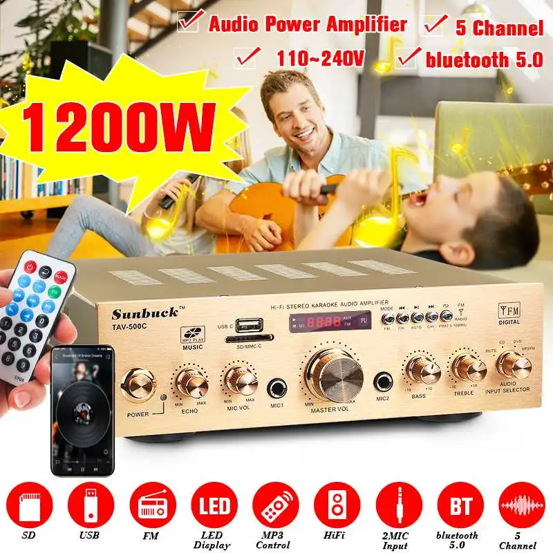 Усилители для домашнего кинотеатра 110 В/220 В, Hi-Fi аудио стерео bluetooth MP3/FM радио с пультом дистанционного управления для автомобиля, дома, грузо...
Усилители для домашнего кинотеатра 110 В/220 В, Hi-Fi аудио стерео bluetooth MP3/FM радио с пультом дистанционного управления для автомобиля, дома, грузо...