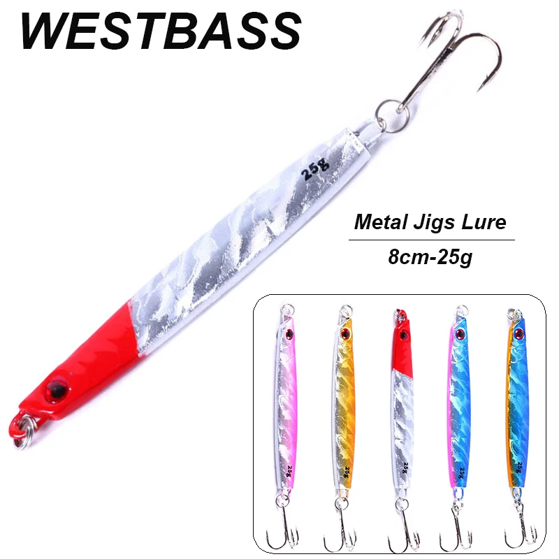 

WESTBASS 1PC Metal Jigs Lure 25g-0.88oz Drag Casting Fishing Bait Sinking Hard Wobblers Trolling Jigging Jerkbait Isca Pesca