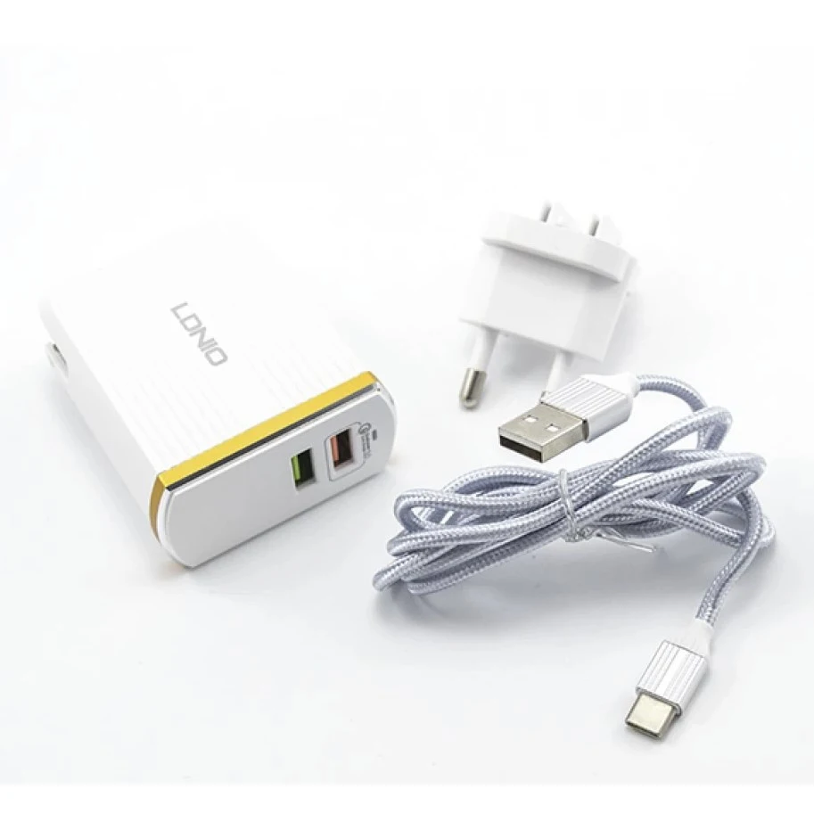 Зарядное устройство Ldnio A2502Q 2xUSB + Type-C QC 3.0 30W White LD_B4361 | Мобильные телефоны и