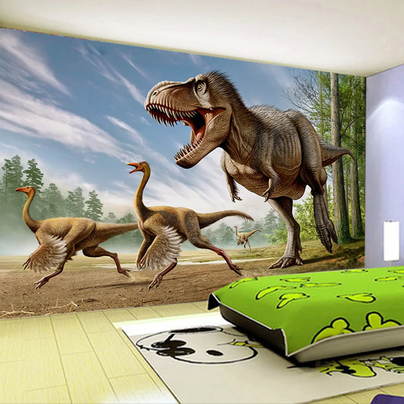 Фото Пользовательские Настенные обои 3D стерео динозавр фон украшение - купить