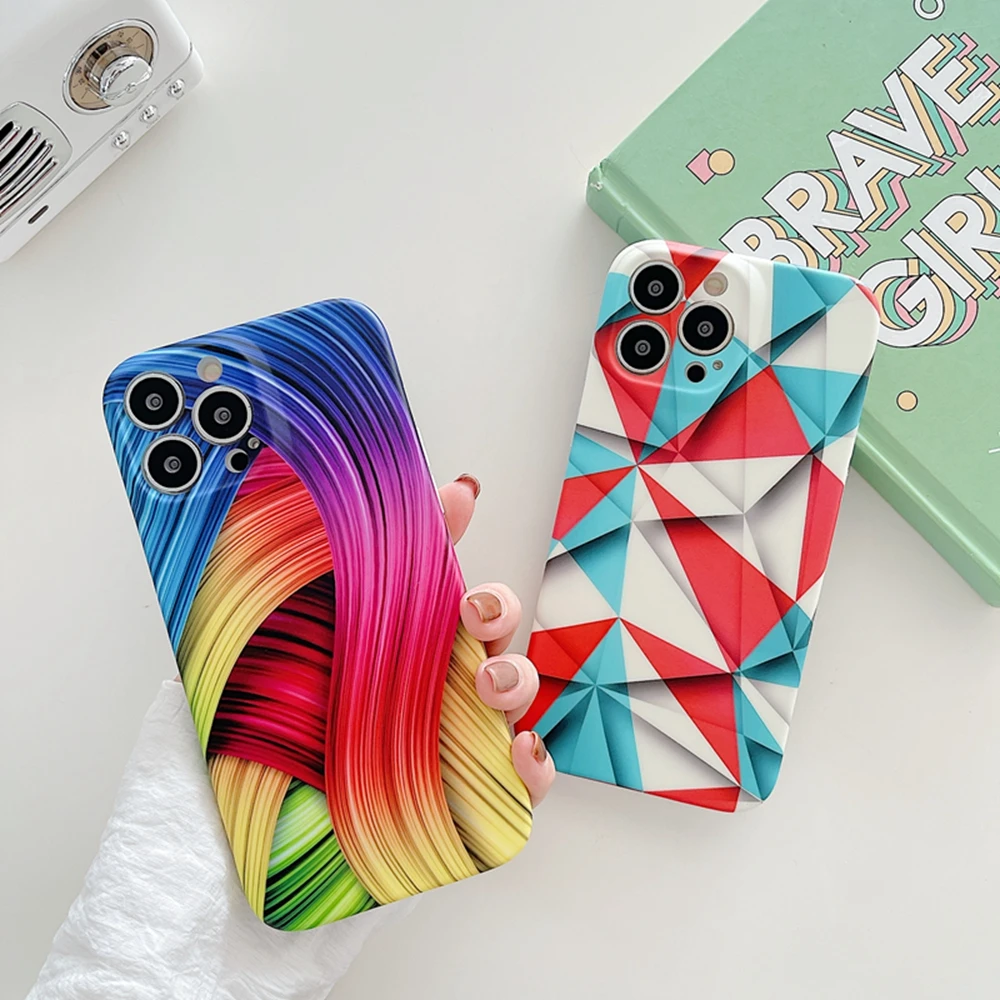 Colorful rainbow geometric Phone Case For iPhone 11 12 13 Pro XR XS Max 7 8 Plus SE 2 Luxury Fundas Camera Protection Back Cover
Colorful rainbow geometric Phone Case For iPhone 11 12 13 Pro XR XS Max 7 8 Plus SE 2 Luxury Fundas Camera Protection Back Cover