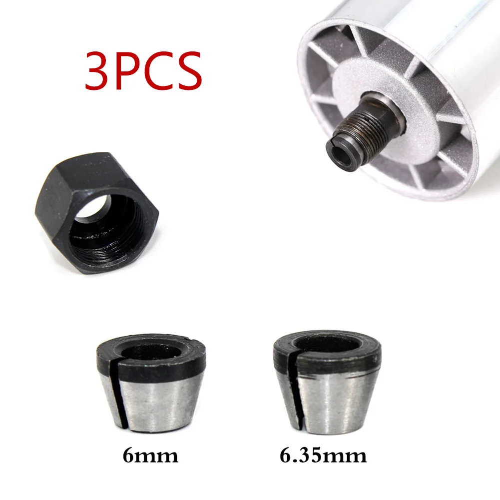 3pcs/set Router Bit Trimmer Collet Chuck Router Bit Engraving Trimming Carbon Steel Mounting Nut Router Bit Collet(6mm+6.35mm)
3pcs/set Router Bit Trimmer Collet Chuck Router Bit Engraving Trimming Carbon Steel Mounting Nut Router Bit Collet(6mm+6.35mm)