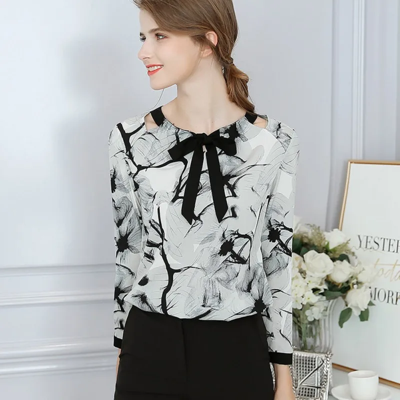 Women Blouse Casual O-Neck Long Sleeve Ink painting Print Chiffon Blouses Slim thin Korean Blusas
Women Blouse Casual O-Neck Long Sleeve Ink painting Print Chiffon Blouses Slim thin Korean Blusas