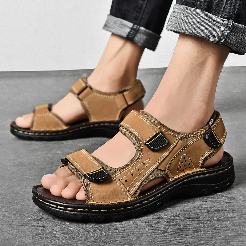 Brand Mens Gladiator Sandals Summer Leather Men's Sandals Comfortable Outdoor Men's Wading Shoes Simple Design Mens Style Shoes
Brand Mens Gladiator Sandals Summer Leather Men's Sandals Comfortable Outdoor Men's Wading Shoes Simple Design Mens Style Shoes
