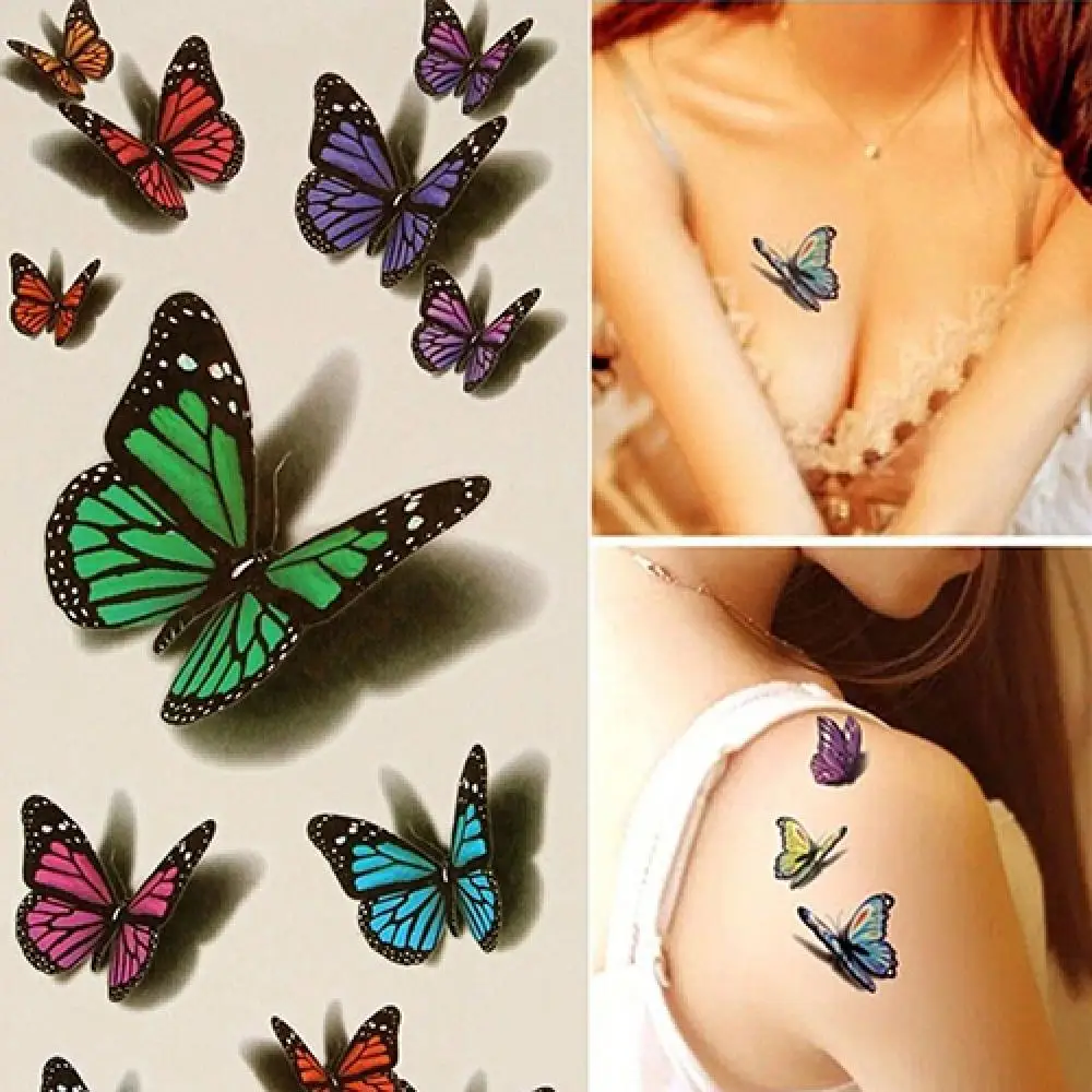 Модные Временные татуировки-бабочки милые татуировки для эстетических целей
