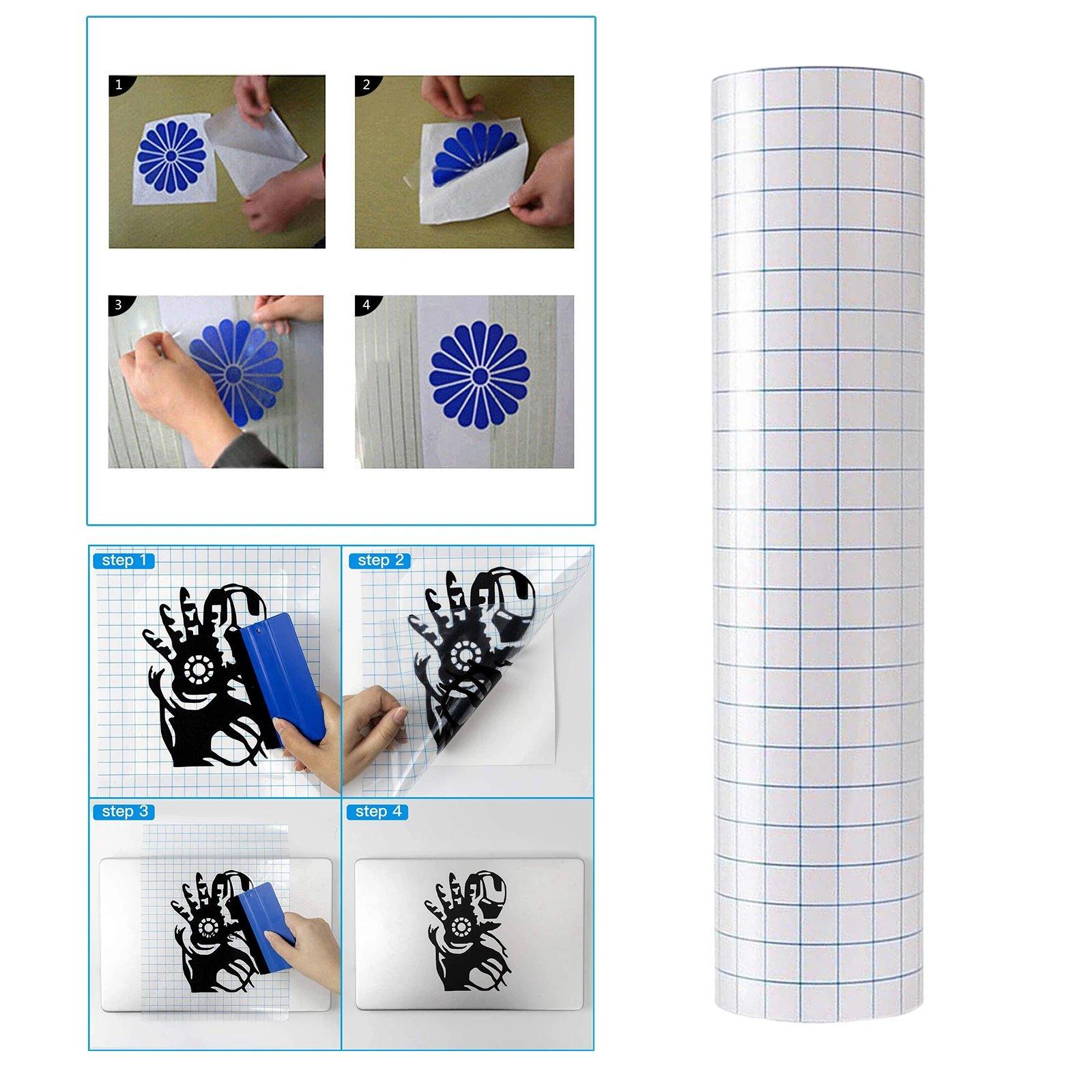 Clear Vinyl Transfer Paper Tape Roll w/ Alignment Grid Application Tape 30x100cm
Clear Vinyl Transfer Paper Tape Roll w/ Alignment Grid Application Tape 30x100cm